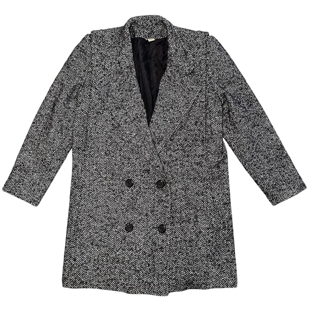 Women's Black and White Tweed Coat